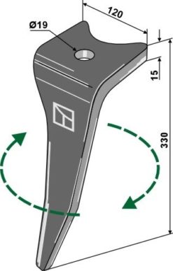 Rotorharvtind 330 mm høyre Til Amazone KG