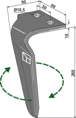 Rotorharvtind 260 mm høyre Til Celli DR / Celli GO / Celli Minigo