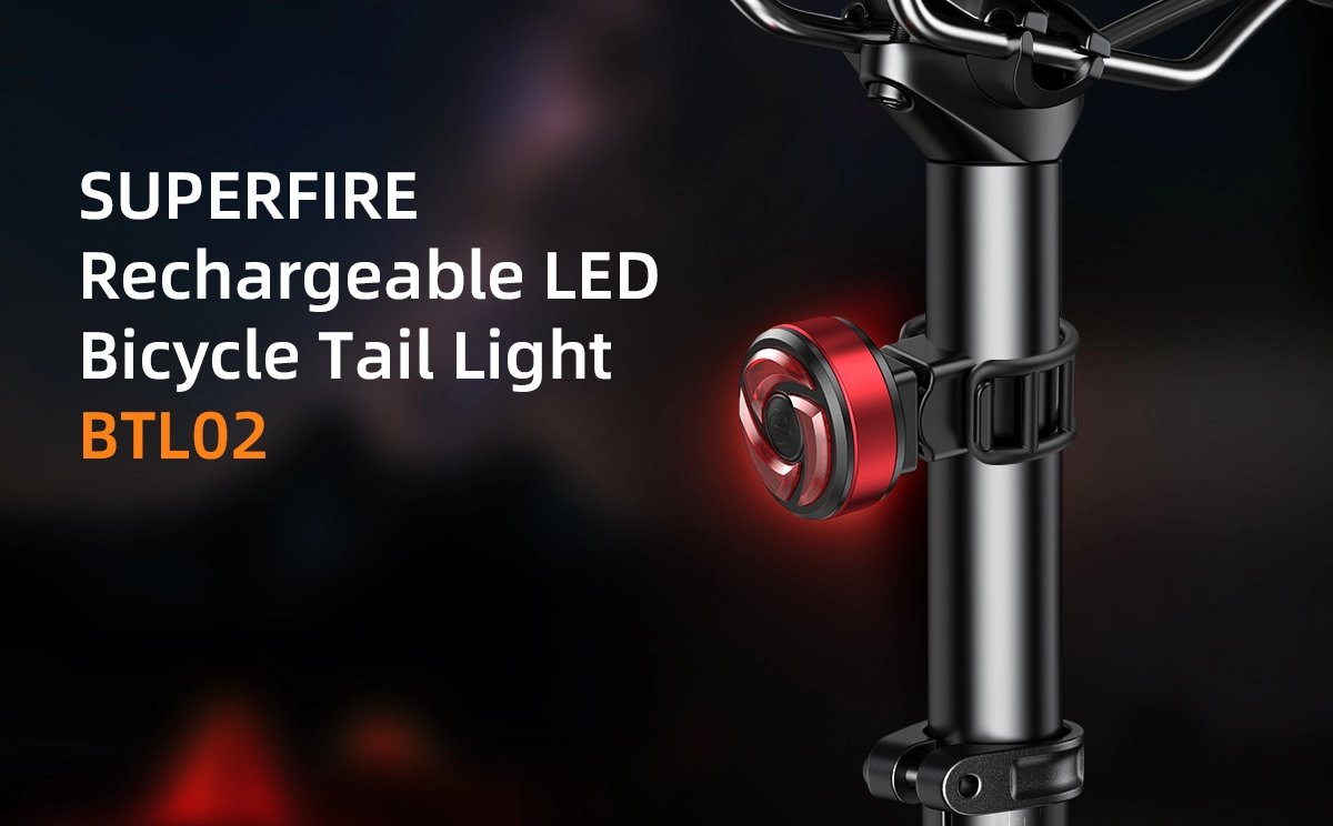 SuperFire LED sykkel baklykt med feste Med vibrator, lades med USB | Superfire SuperFire LED sykkel baklykt med feste Med vibrator, lades med USB - Bilde 2
