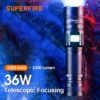 SUPERFIRE V8-S oppladbar taktisk lykt 2000 lumen - 36W | Superfire