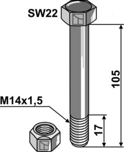 Alternative view of Komplett sett med bolt foringer og slagkniv 45mm