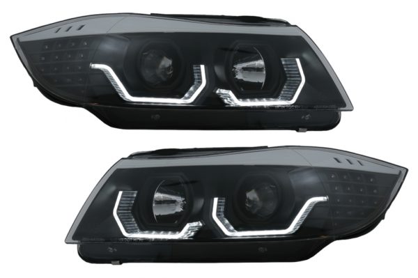 3D LED Angel Eyes frontlykter egnet for BMW 3-serie E90 Limousine E91 Touring (03.2005-08.2008) LHD Svart |