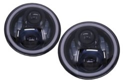 7 tommers CREE LED-frontlykter Amber Halo DRL passer for Jeep Wrangler JK TJ LJ Land Rover Defender Mercedes W463 Black