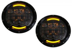 7 Tommers CREE LED-frontlykter Angel Eye Amber Halo DRL passer for Jeep Wrangler JK TJ LJ Land ROVER Defender Mercedes W463 Black