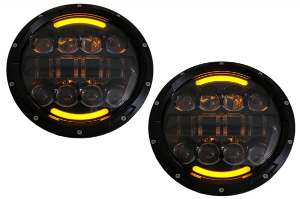 7 Tommers CREE LED-frontlykter Angel Eye Amber Halo DRL passer for Jeep Wrangler JK TJ LJ Land ROVER Defender Mercedes W463 Black |