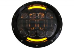 Alternative view of 7 Tommers CREE LED-frontlykter Angel Eye Amber Halo DRL passer for Jeep Wrangler JK TJ LJ Land ROVER Defender Mercedes W463 Black