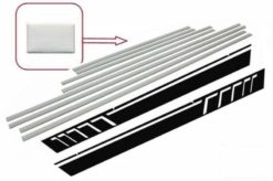 Add On Door Lister Stripes Børstet Aluminium med Side Decals Klistremerke Vinyl Svart egnet for Mercedes G-Klasse W463 (1989-2017)
