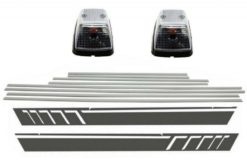 Legg på dørlister Strips børstet aluminium med sidedekaler Klistremerke Vinyl mørkegrå og dreielys egnet for MERCEDES G-klasse W463 (1989-2015)