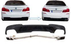 Luftspreder Brilliant Black egnet for BMW 5-serie F10 (2011-2017) M-Technik 550i Design med eksosanlegg