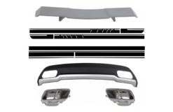 Luftspreder med eksosspisser Spoiler og klistremerker svart for MERCEDES A-Klasse W176 (2012-2018) Sport Pack