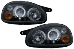 Angel Eyes Frontlykter Dual Halo Felger egnet for Opel Corsa B (02.1993-10.2000) LHD Svart