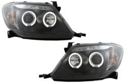Angel Eyes Frontlykter Dual Halo lysringer egnet for Toyota Hilux (2005-2011) Svart