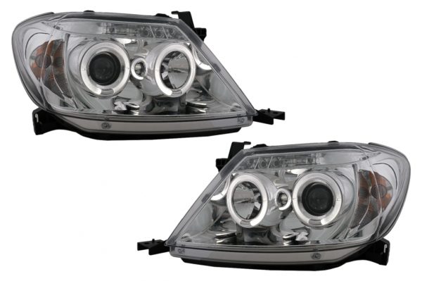 Angel Eyes Frontlykter Dual Halo Felger egnet for Toyota Hilux (2005-2011) Krom