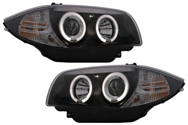 Angel Eyes Frontlykter egnet for BMW 1-serie E81 E82 E87 E88 (2004-2011) Svart