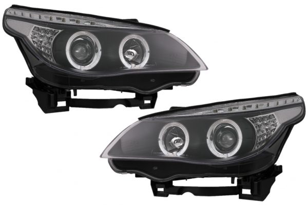 Angel Eyes Frontlykter egnet for BMW 5-serie E60 E61 (2004-2007) DAYLINE LED Svart |