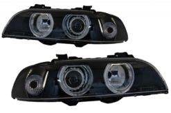 Angel Eyes Frontlykter egnet for BMW 5-serie E39 Sedan Touring (1996-2003) Black Grey Edition