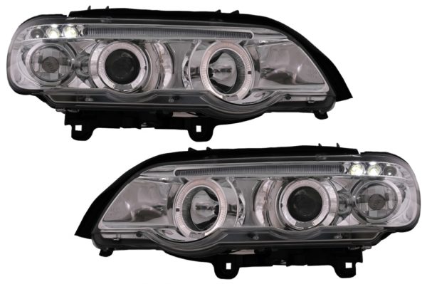 Angel Eyes Frontlykter egnet for BMW X5 SUV E53 (2000-10.2003) Krom