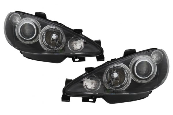 Angel Eyes frontlykter egnet for Peugeot 206 (2002-2008) Black LHD & RHD