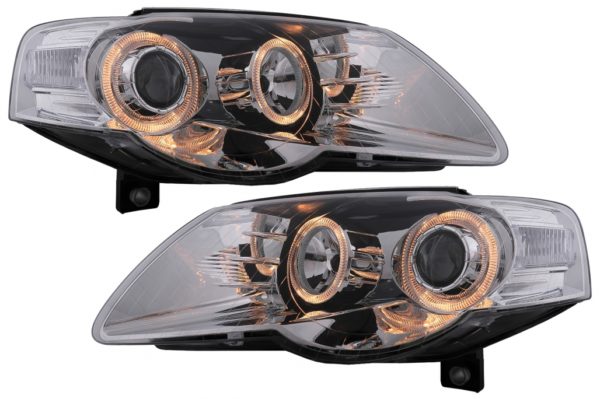 Angel Eyes frontlykter egnet for VW Passat B6 3C (03.2005-2010) Chrome LHD eller RHD