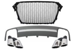 Montering sentralgitter med bakre støtfanger Valance luftdiffuser og lyddemperspisser egnet for Audi A4 B8 Facelift (2012-2015) Limousine Avant RS Design