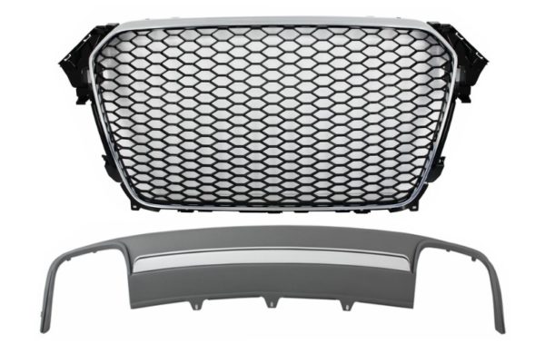 Montering sentralgitter med bakre støtfanger valance luftdiffuser egnet for AUDI A4 B8 Facelift (2012-2015) Limousine/Avant RS Design |