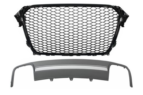 Montering sentralgitter med bakre støtfanger Valance luftdiffuser egnet for Audi A4 B8 Facelift (2012-2015) Limousine Avant RS Design |