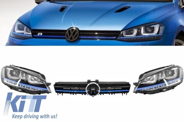 Monteringslykter 3D LED Blinklys DRL med gitter egnet for VW Golf 7 VII (2012-2017) Blå GTE Look |