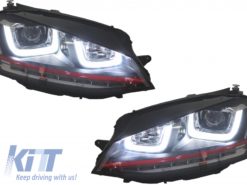 Alternative view of Monteringslykter 3D LED Blinklys DRL med gitter egnet for VW Golf 7 VII (2012-2017) RØD R20 GTI Look