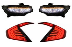 Monteringslykter og baklykter egnet for HONDA Civic MK10 (FC/FK) 2016+Limousine Full LED sekvensielle dynamiske svinglys rød/røyk
