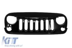 Alternative view of Montering av sentralgitter frontgitter egnet for JEEP Wrangler / Rubicon JK (2007-2017) Angry Bird Design Piano Black med HID Bi-Xenon frontlykter