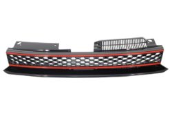 Merkeløs sentral frontgrill egnet for VW Golf 6 VI (2008-2012) GTI Design full honningkam uten emblem
