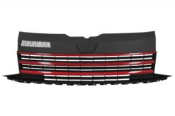 Merkeløs front med merket gitter egnet for VW T6 Bus Transporter (2015-2019) Innsetting med røde striper