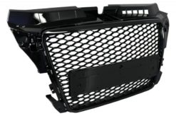 Alternative view of Merkeløs frontgitter egnet for Audi A3 8P Facelift (2007-2012) RS Design Honeycomb Piano Black Grille Med PDC-deksler