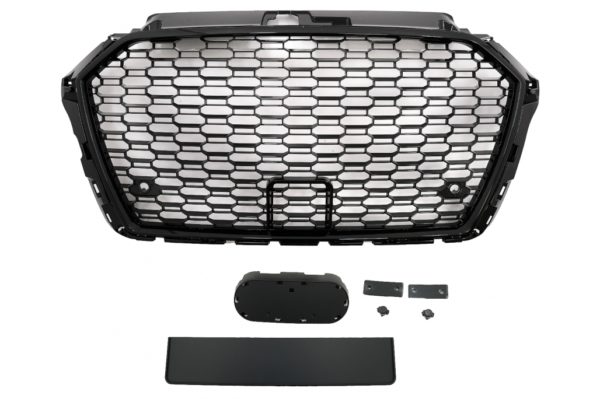 Merkeløs frontgrill egnet for Audi A3 8V Facelift (2017-2018) Piano Black RS3 Design