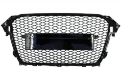 Merkeløs frontgitter egnet for Audi A4 B8 Facelift (2012-2015) RS Design Honeycomb Piano Black With PDC-deksler