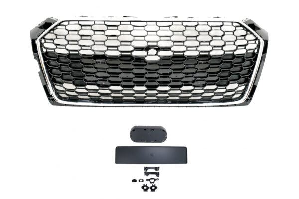 Merkeløs frontgrill egnet for Audi A5 F5 (2017-2019) RS Design Black Chrome