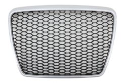 Merkeløs frontgitter egnet for Audi A6 4F C6 (2004-2011) Honeycomb RS Design Silver Border