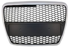 Merkeløs frontgrill egnet for Audi A6 4F 4F2 C6 (2004-2011) Limousine Avant RS Design Matt Sølv