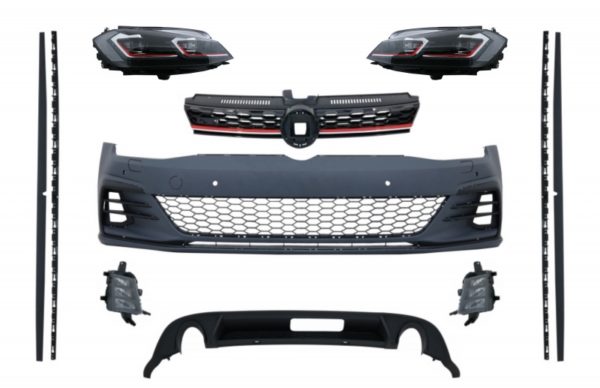 Karosserisett og LED-frontlykter Sekvensielle dynamiske svinglys egnet for VW Golf 7.5 VII Facelift (2017-up) GTI Design