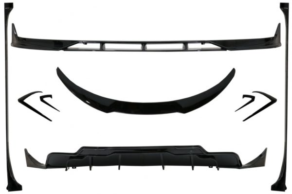 Body Kit Extension egnet for Tesla Model 3 (2017-up) Front Bumper Lip Air Diffuser og sideskjørt Piano Black