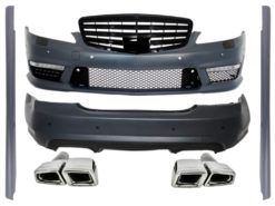 Karosserisett LWB egnet for Mercedes S-klasse W221 (2005-2011) med sentralgitter Piano Black og eksospottespisser Bakrør