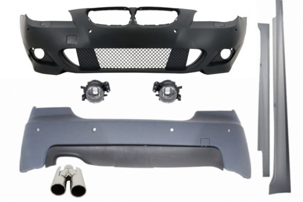 Karosserisett M-Technik egnet for BMW E60 5-serie 2003-2007 med PDC 24 mm eksospottespisser VENSTRE SIDE |