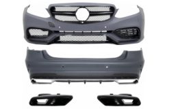 Karosserisett egnet for Mercedes E-Klasse W212 Facelift (2013-2016) med eksospottespisser Svart E63 Design Piano Svart