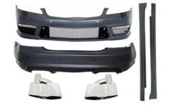 Karosserisett egnet for Mercedes S-klasse W221 (2005-2011) med eksospottespisser og sideskjørt SWB