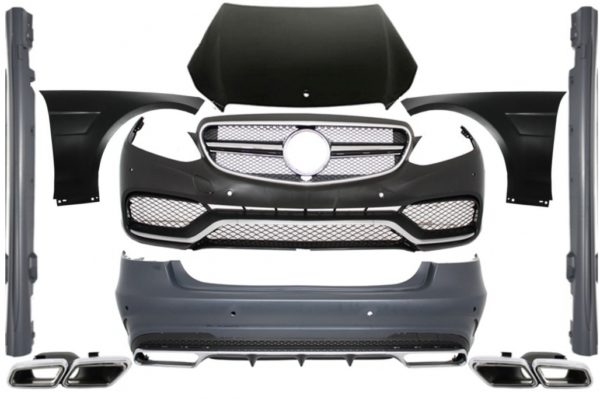 Karosserisett egnet for Mercedes W212 E-Klasse Facelift (2013-up) E63 Design med eksospottespisser |