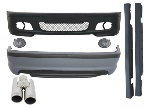 Karosserisett egnet for BMW 3-serie E46 4D Sedan (1998-2004) M-Technik-design med eksospottespisser |