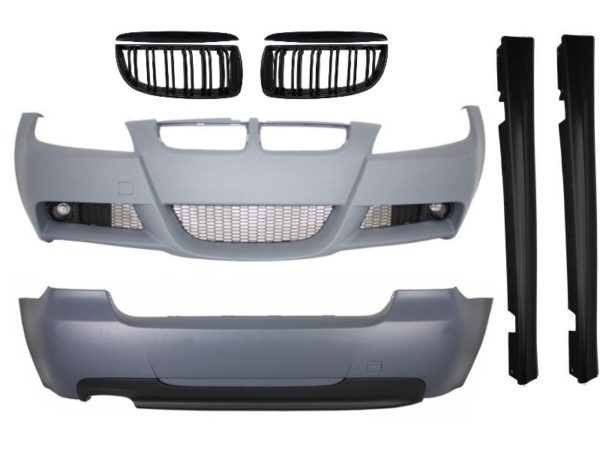 Stylingsett - BMW 3 Series E90 (2005-2008) M-Technik Design med Grilles doble Stripe M Design Piano Black