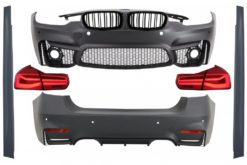 Karosserisett egnet for BMW 3-serien F30 (2011-2019) med LED-baklykter Dynamisk sekvensielt svinglys EVO II M3 CS Design og nyregitter Double Stripe M Design Piano Black