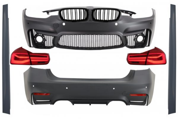 Karosserisett egnet for BMW 3-serien F30 (2011-2019) med LED-baklykter Dynamisk sekvensielt svinglys EVO II M3 CS Design og nyregitter Double Stripe M Design Piano Black |