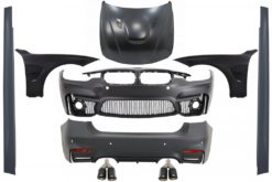 Karosserisett egnet for BMW 3-serie F30 (2011-2019) EVO II M3 CS Design med frontskjermer svart og panserpanser og lyddemperspisser Carbon
